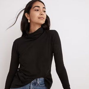 Madewell Whisper Cotton Turtleneck in Black